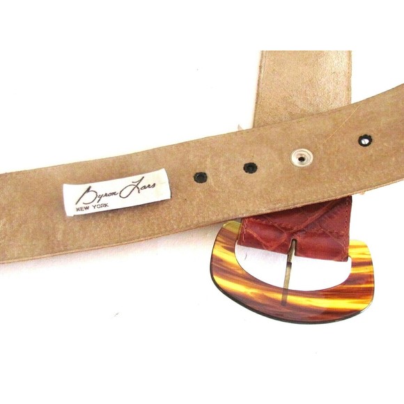 VINTAGE DESIGNER BYRON LARS NY MOC-CROC FAUX TORTOISE BUCKLE BELT SIZE LARGE main image 5